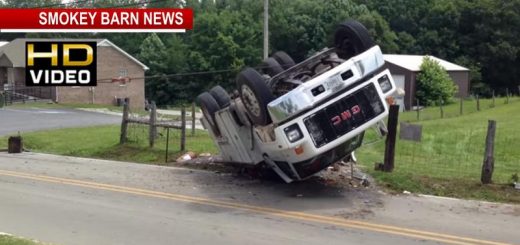 VIDEO: Large Utility Truck Rollover In Adams