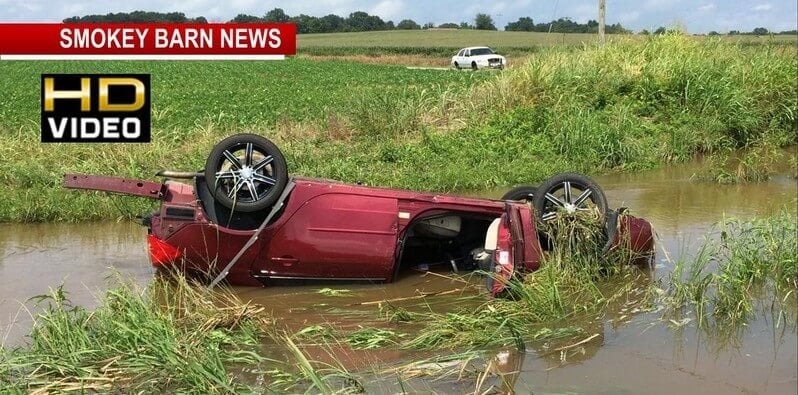 Hydroplaning Blamed for Rollover Crash In Creek