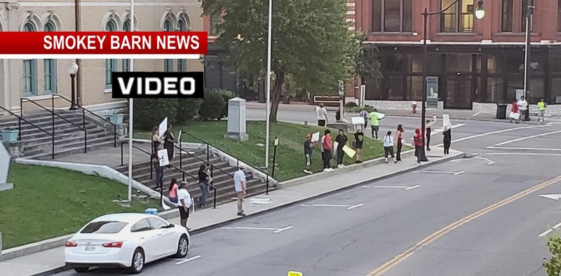 Peaceful Demonstrators Gather At Robertson Courthouse