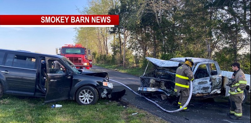 2 Injured In Fiery Head-On Crash On Buzzard Creek Rd->(Road Closed)