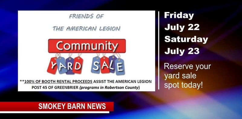 Reserve Your Spot At The Friends Of The American Legion Community Yard Sale