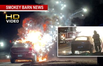 VIDEO: Car Ignites With Fireworks Show On Hwy 161, No Driver Found