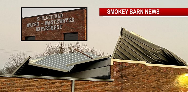 Wind Blows Roof Off Springfield Water Dept Building