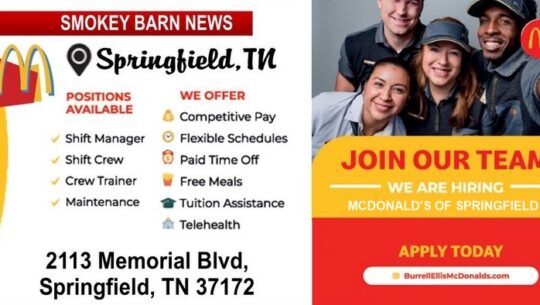Springfield McDonald’s Hiring W/Benefits – Positions: Crew, Shift Manager, and Maintenance