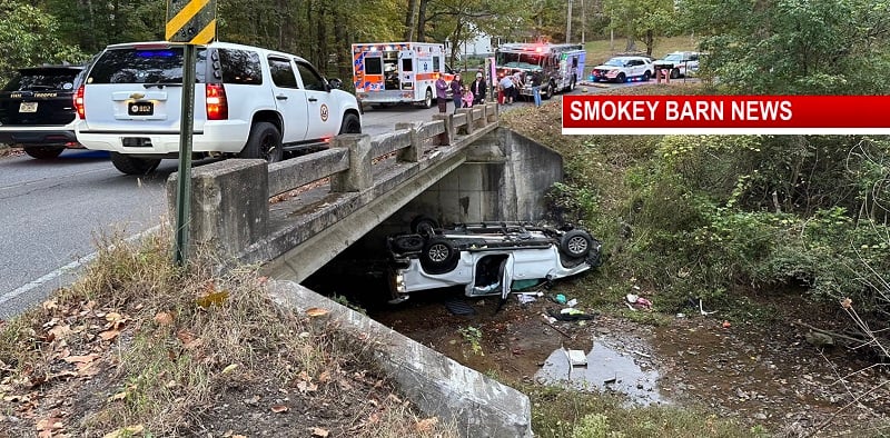  Rollover Crash Sends Vehicle Off A Bridge Into A Creek