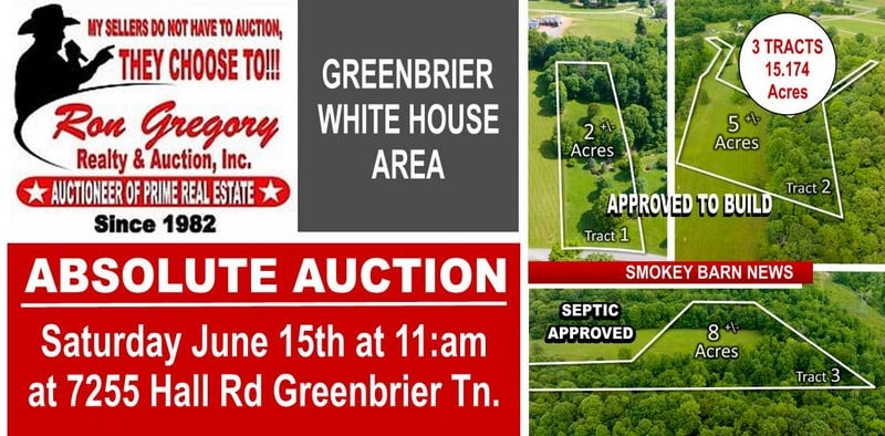 ABSOLUTE AUCTION: Greenbrier – 3 Tracts (With Trees) Totaling 15.174 Acres (Septic Approved)