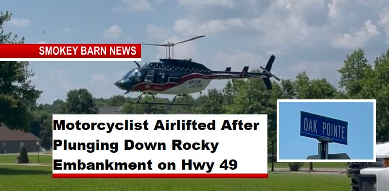 Motorcyclist Critical After Crash Off Highway 49 Embankment