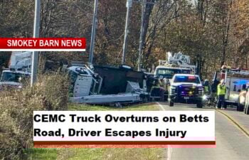 CEMC Truck Overturns on Betts Road, Driver Escapes Injury