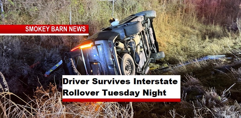 Driver Survives Interstate Rollover Tuesday Night