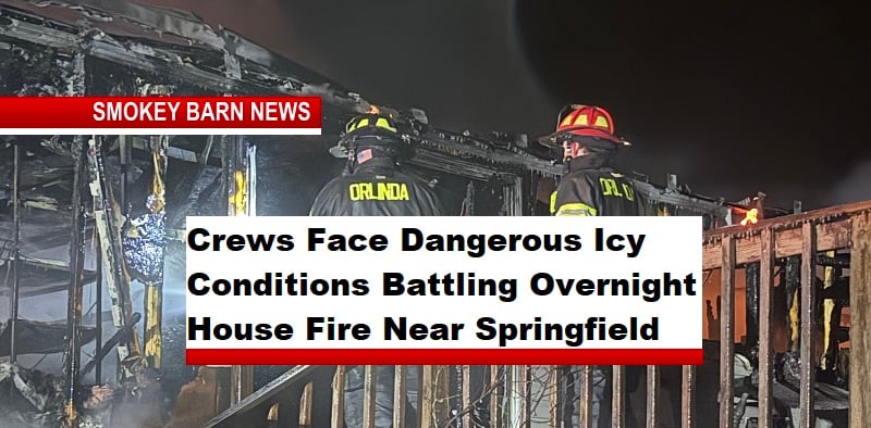 Crews Face Dangerous Icy Conditions Battling Overnight House Fire Near Springfield