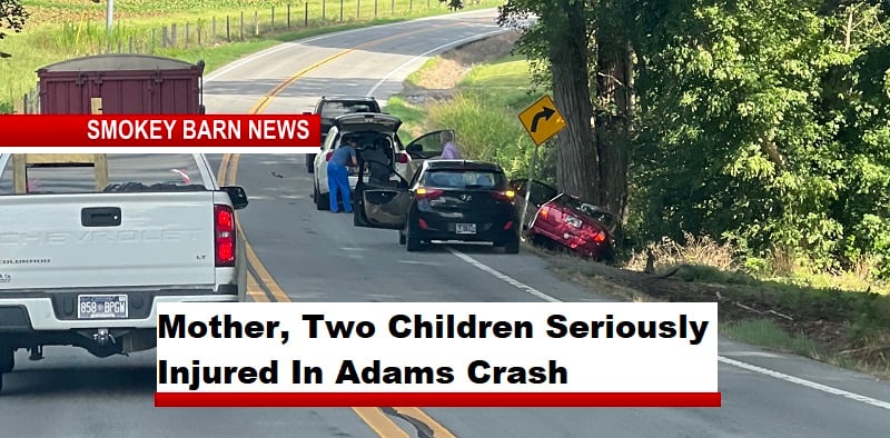 Mother, Two Children Seriously Injured In Adams Crash