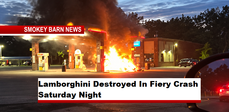 Pleasant View Lamborghini crash destroys gas pump and ignites fire